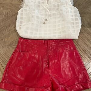 Entro Red High Waist Women's Shorts